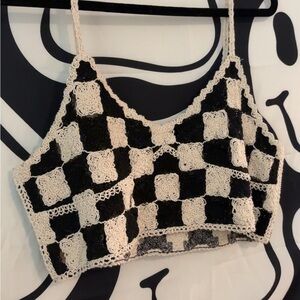 Black and White Crochet Crop Top